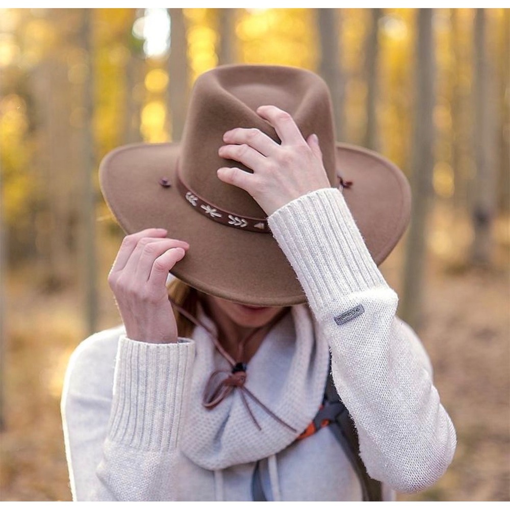 Stetson Santa Fe Crushable Wool Hat Mushroom Tan Leather Band western cowgirl
